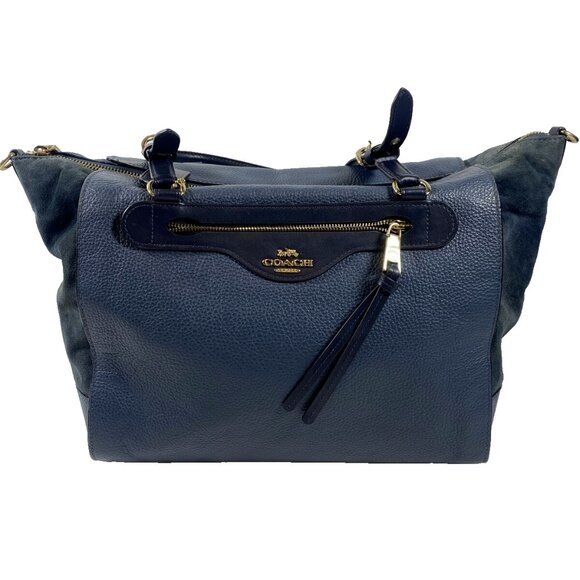 Coach Handbags - COACH C5689 KLEO CARRYALL BLUE LEATHER TOTE BAG